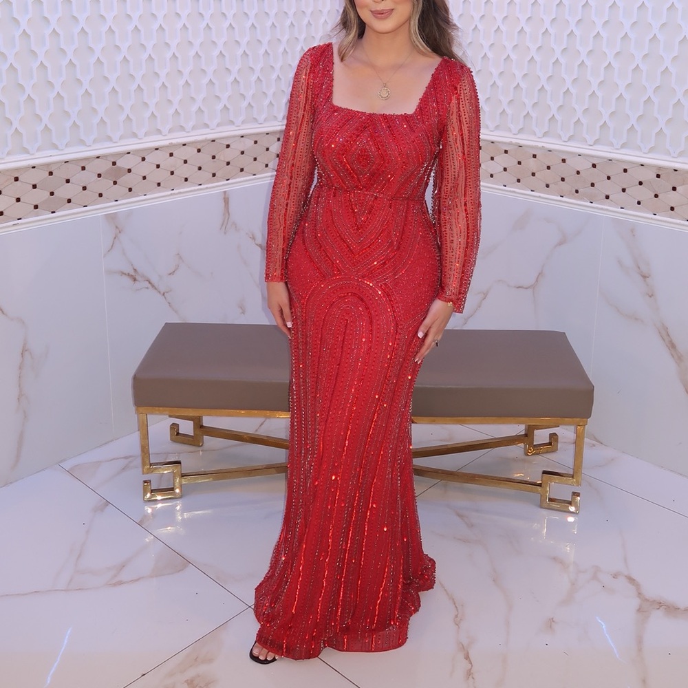 Red evening gown dress